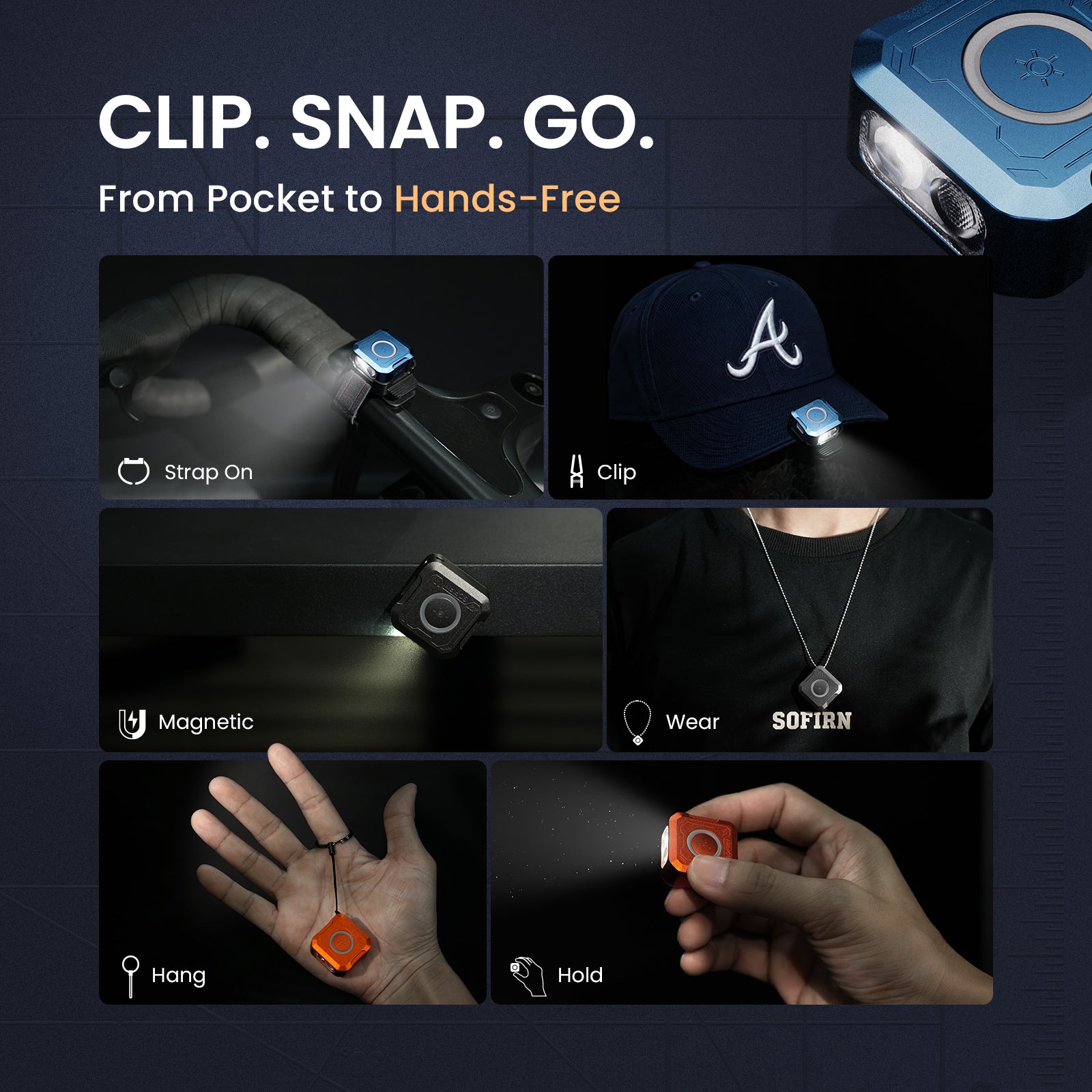 SOFIRN SE1 EDC Pocket Light with 300 Lumens, Quick-Release Design & RGB Signal Ring, Wearable Light