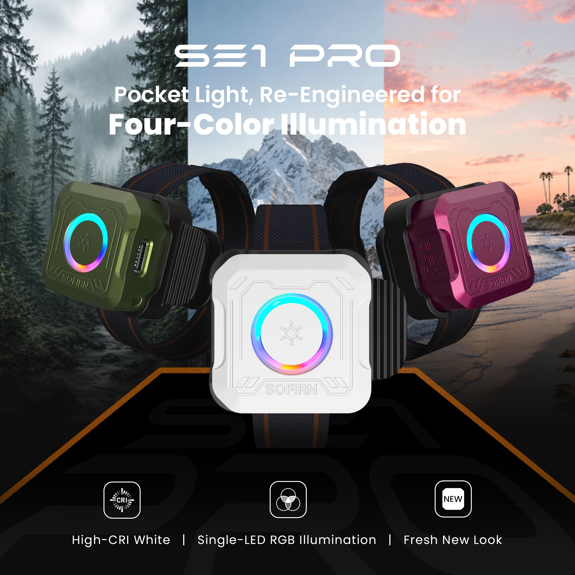 SOFIRN SE1 PRO EDC Pocket Light with High-CRI White Light, Single-LED RGB Illumination, Fresh New Look, Wearable Light