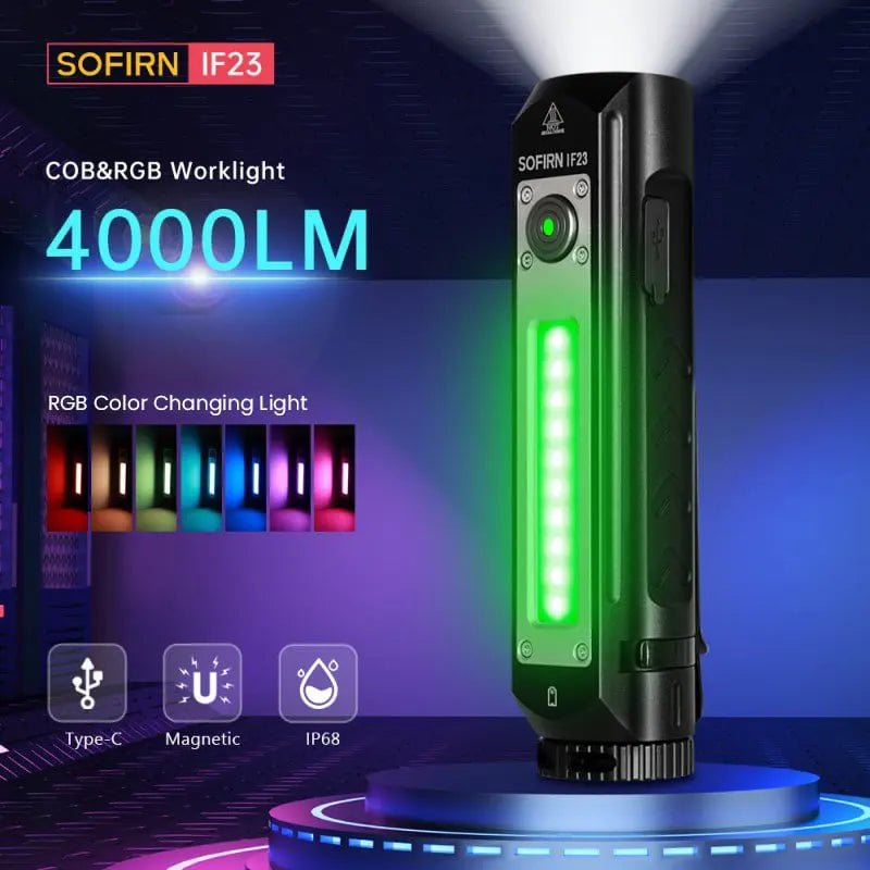 [Ship from China warehouse] SOFIRN IF23 Rechargeable EDC Flashlight with Side RGB Light