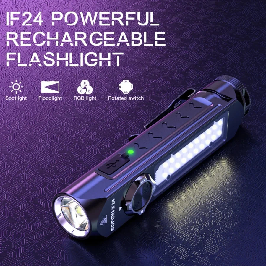[Ship from China warehouse] SOFIRN IF24 RGB 2000 Lumens Powerful Flashlight with USB-C Rechargeable Spotlight and Floodlight