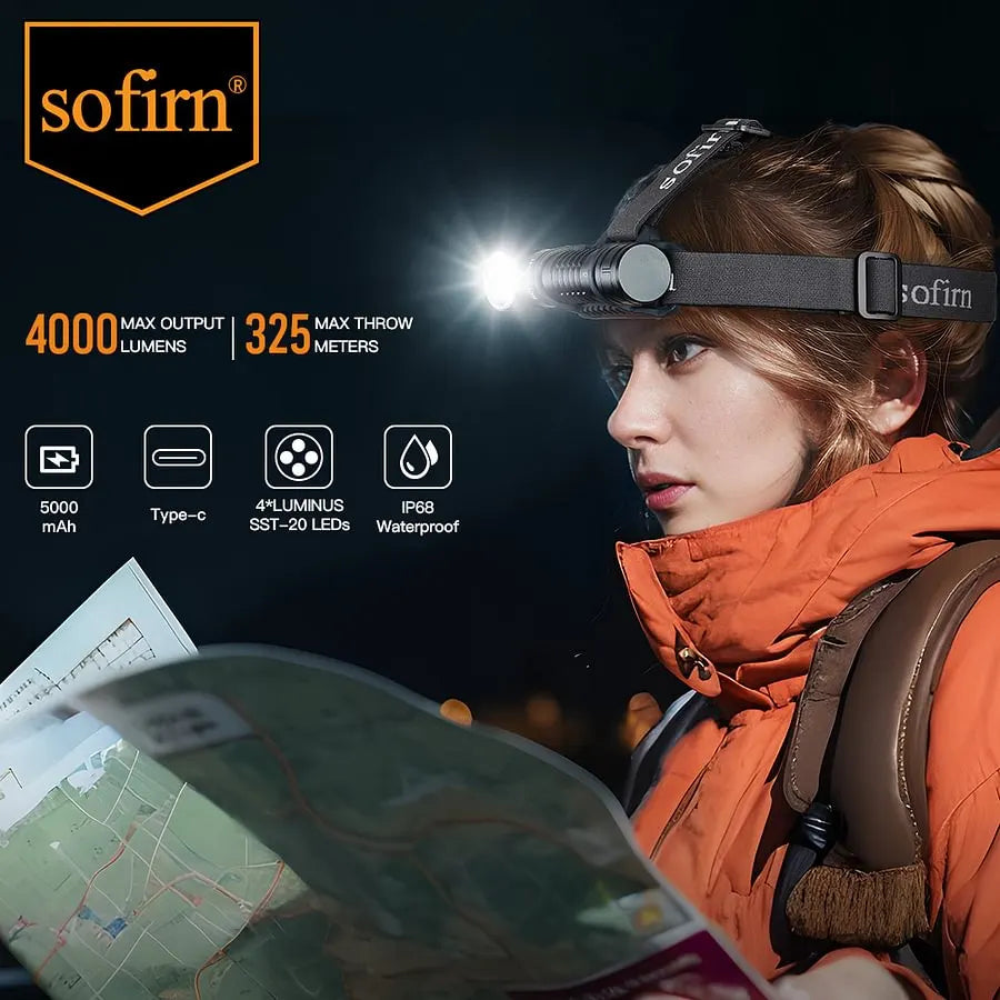 SOFIRN HS41 4000 Lumens Rechargeable Headlamp