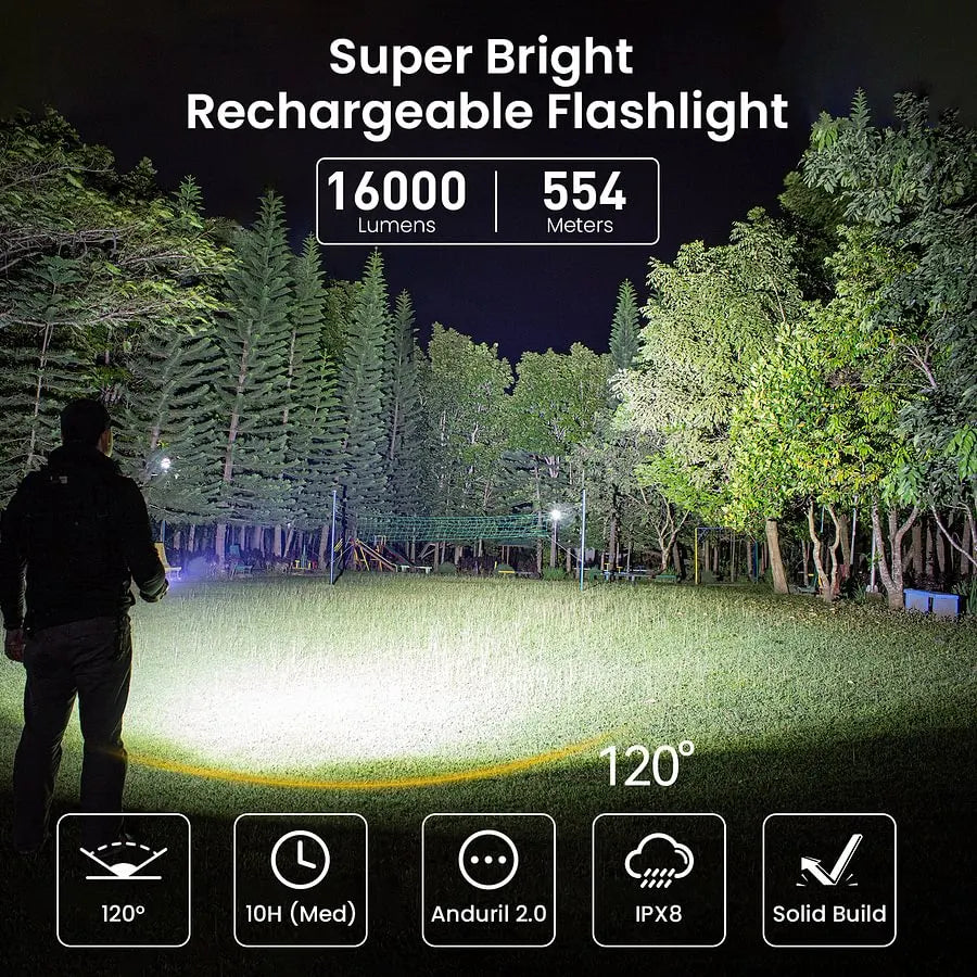 SOFIRN Q8 Plus 16000 Lumens Rechargeable Flashlight with Anduril 2.0 UI