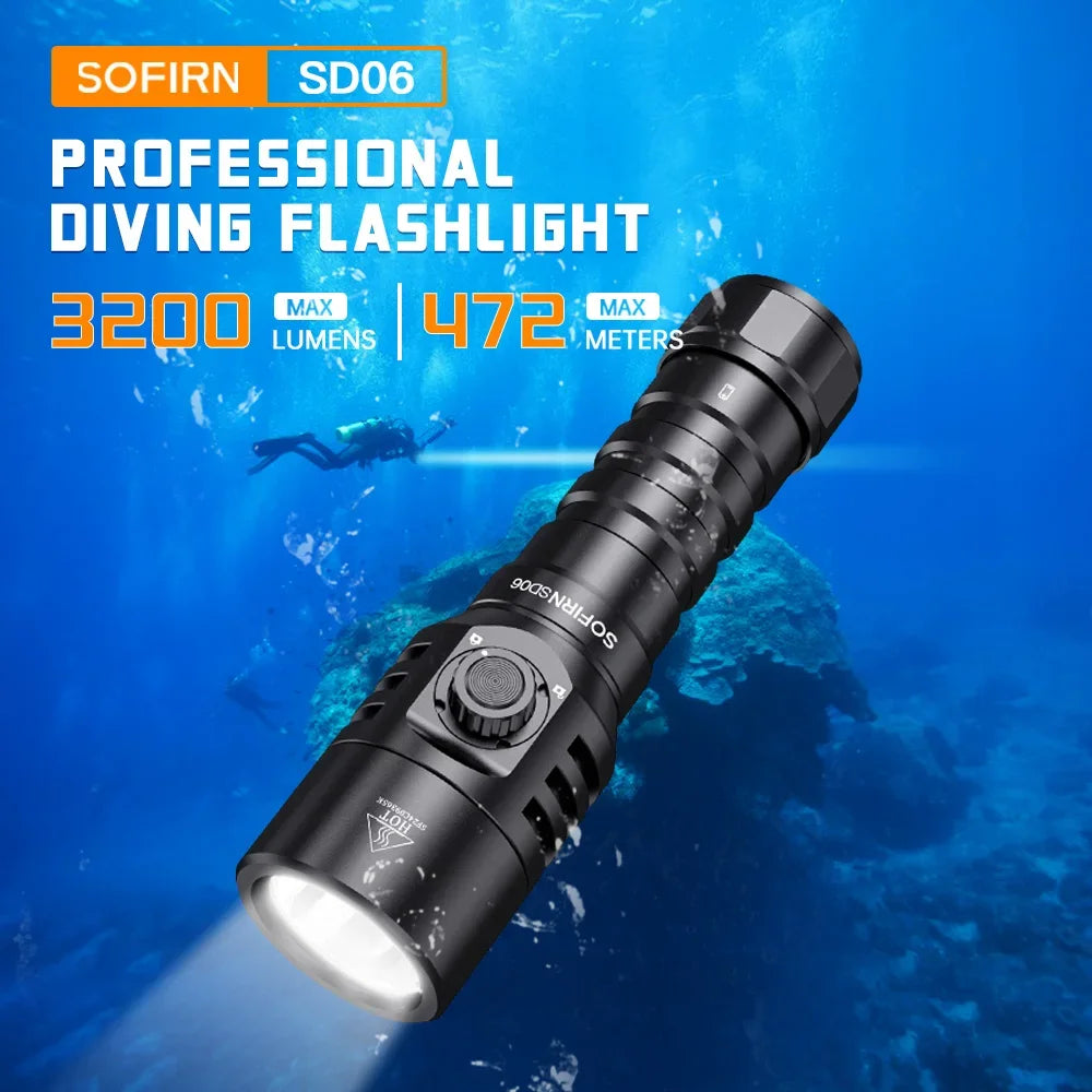 [Ship from China warehouse] SOFIRN SD06 3200 Lumens Diving Flashlight with SFT70 LED Scuba Torch