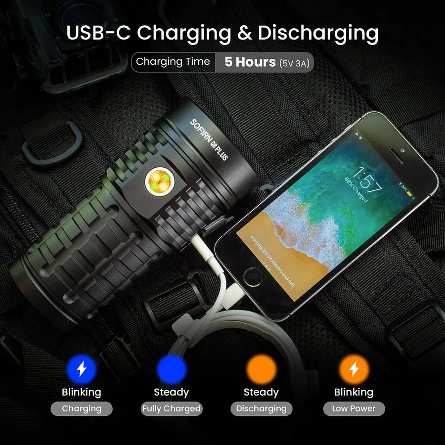 SOFIRN Q8 Plus 16000 Lumens Rechargeable Flashlight with Anduril 2.0 UI