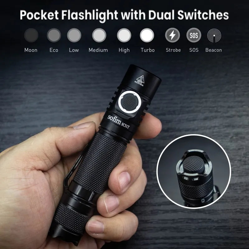 [Ship from China warehouse] SOFIRN SC31T Powerful Rechargeable Tactical Flashlight