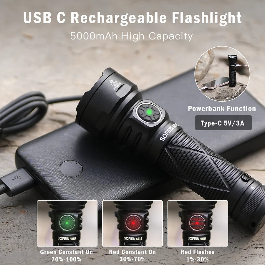 Sofirn SR15 4500 Lumens Rechargeable Flashlight