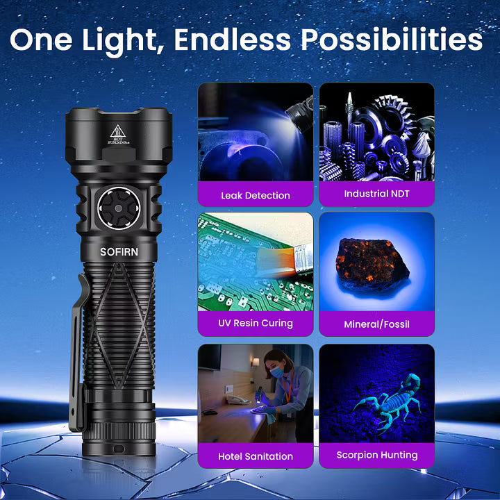 [Ship from China warehouse] SOFIRN SR15UV 365nm Rechargeable Flashlight
