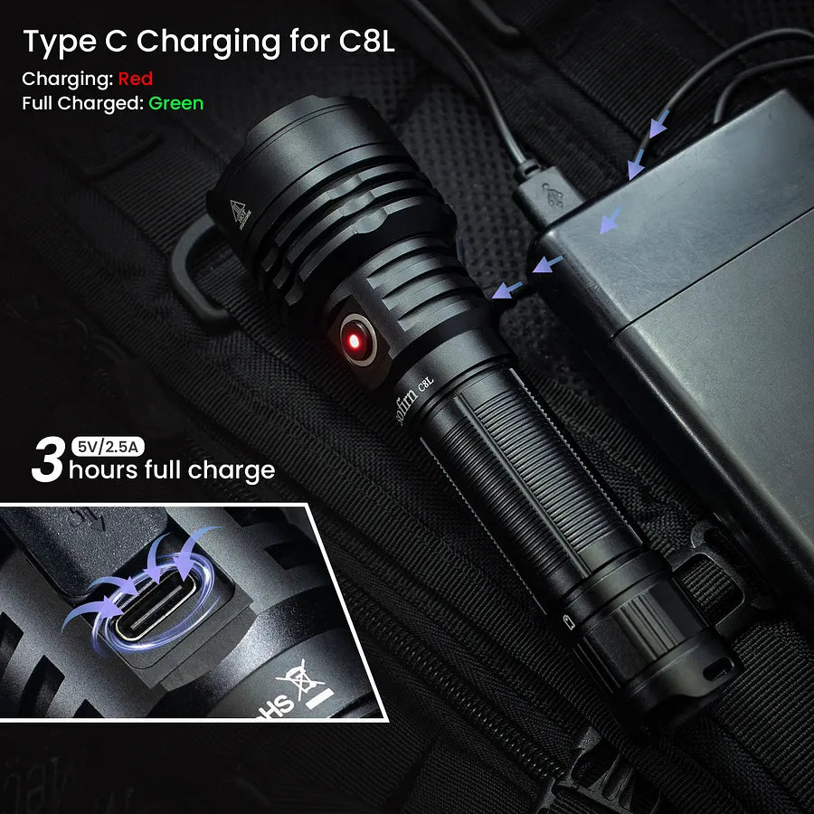 [Ship from China warehouse] SOFIRN C8L Rechargeable Tactical Flashlight