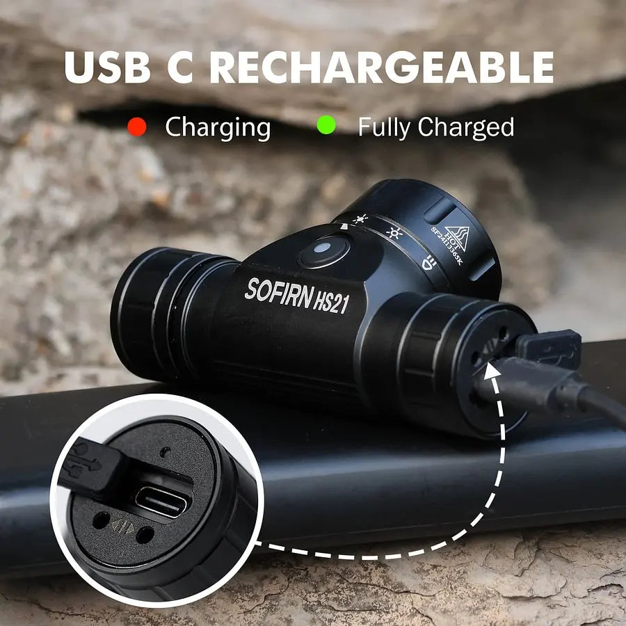 [Ship from China warehouse] SOFIRN HS21 LED Rechargeable Red and White Headlamp