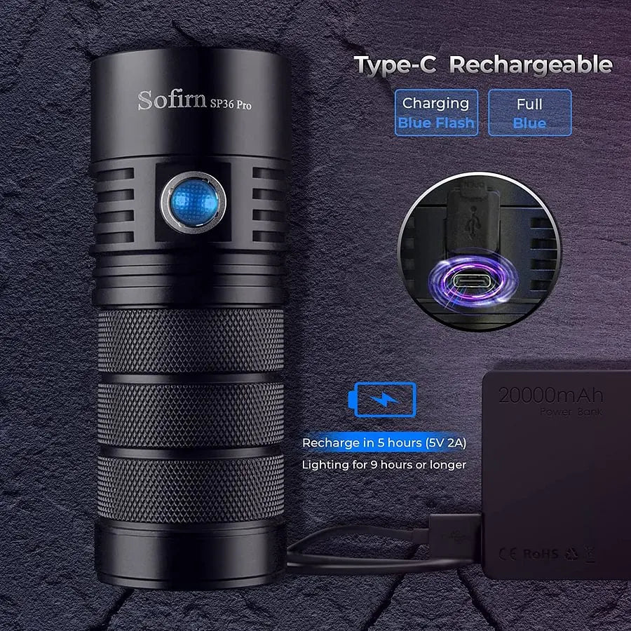 SOFIRN SP36Pro Rechargeable Flashlight with Anduril 2.0 UI