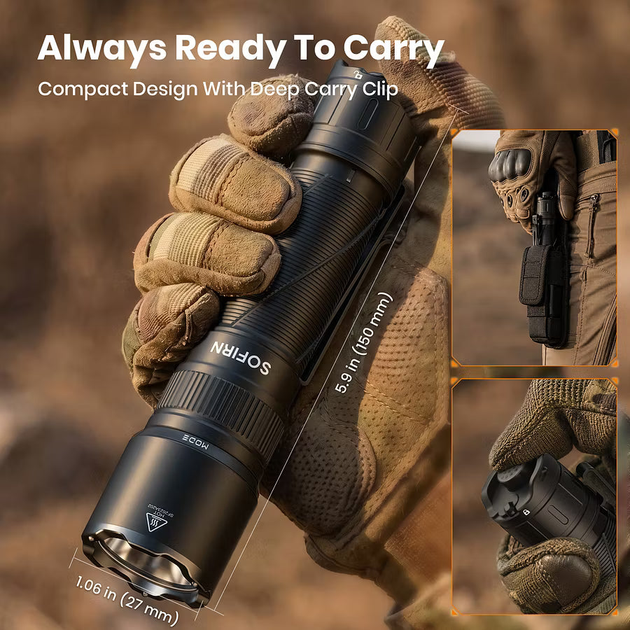 SOFIRN SK31 6800 Lumen Tactical and Duty USB-C Rechargeable Flashlight