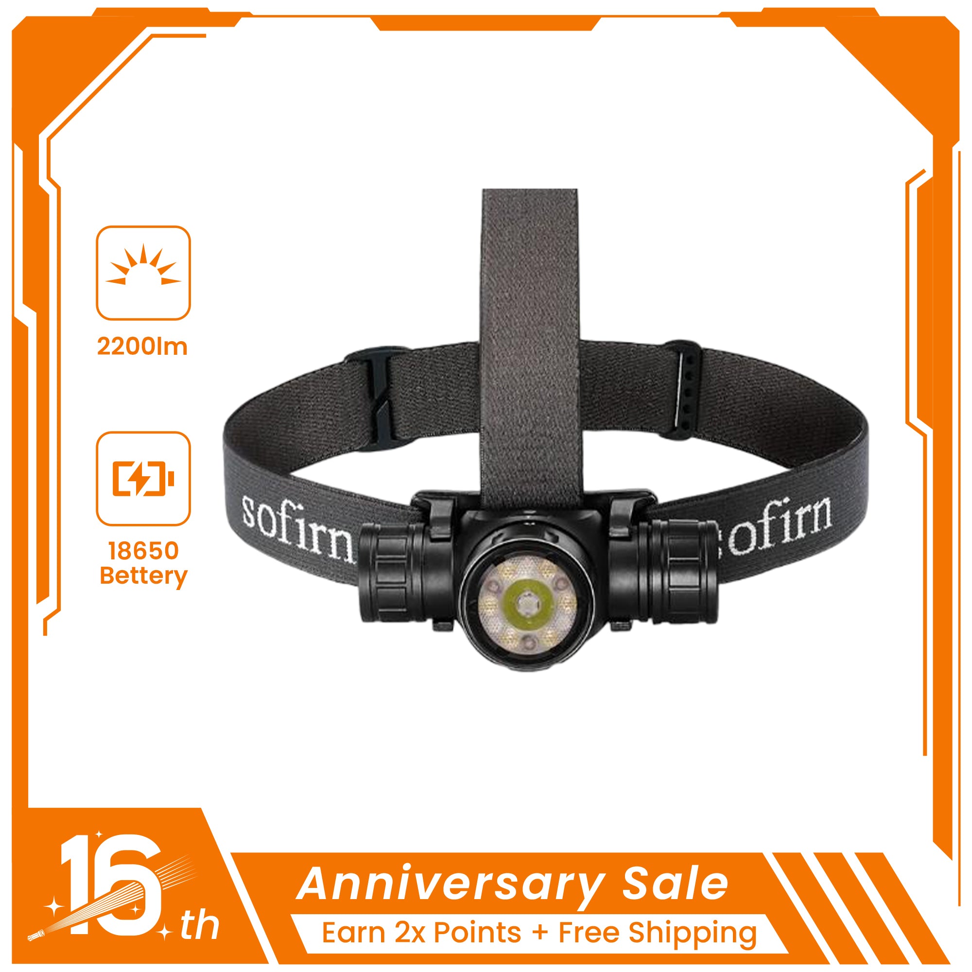 SOFIRN HS21 LED Rechargeable Red and White Headlamp