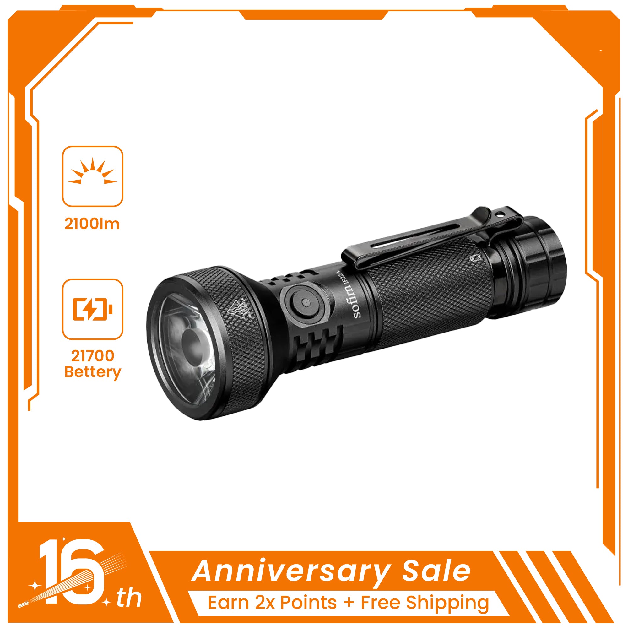 SOFIRN IF22A 2100 High Lumen 690m Powerful Thrower Flashlight
