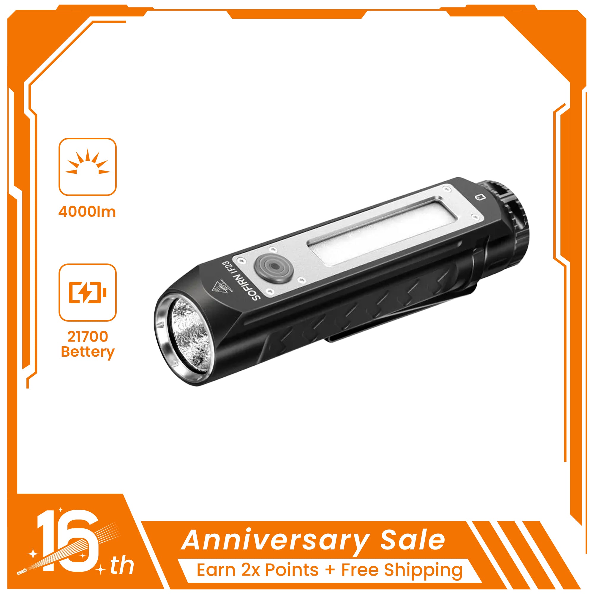 SOFIRN IF23 Rechargeable EDC Flashlight with Side RGB Light