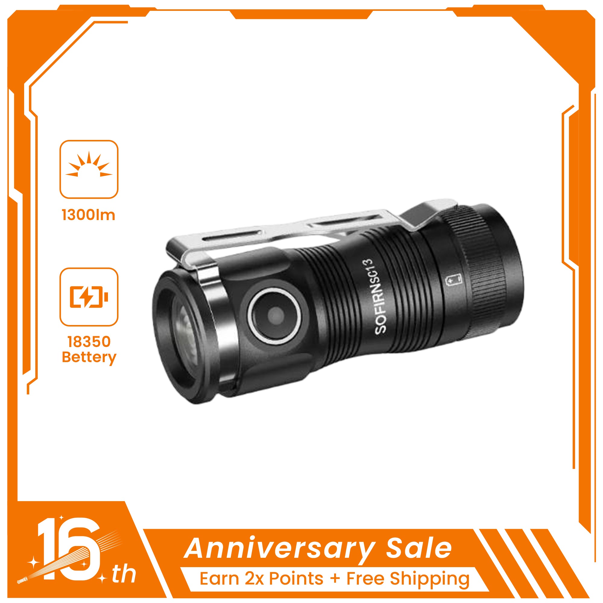 SOFIRN SC13 Mini USB-C Rechargeable Flashlight