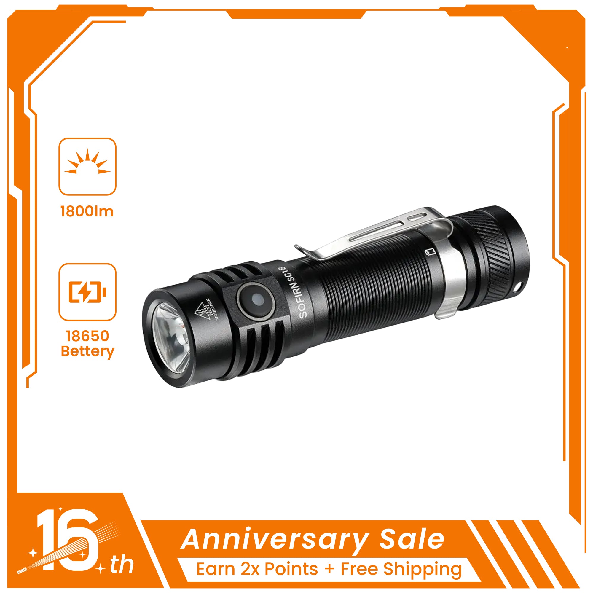SOFIRN SC18 Rechargeable EDC Flashlight