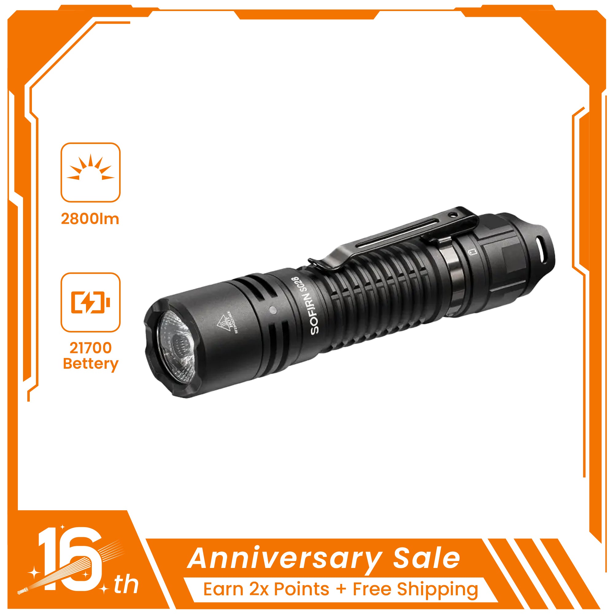 SOFIRN SC28 Powerful Tactical Flashlight