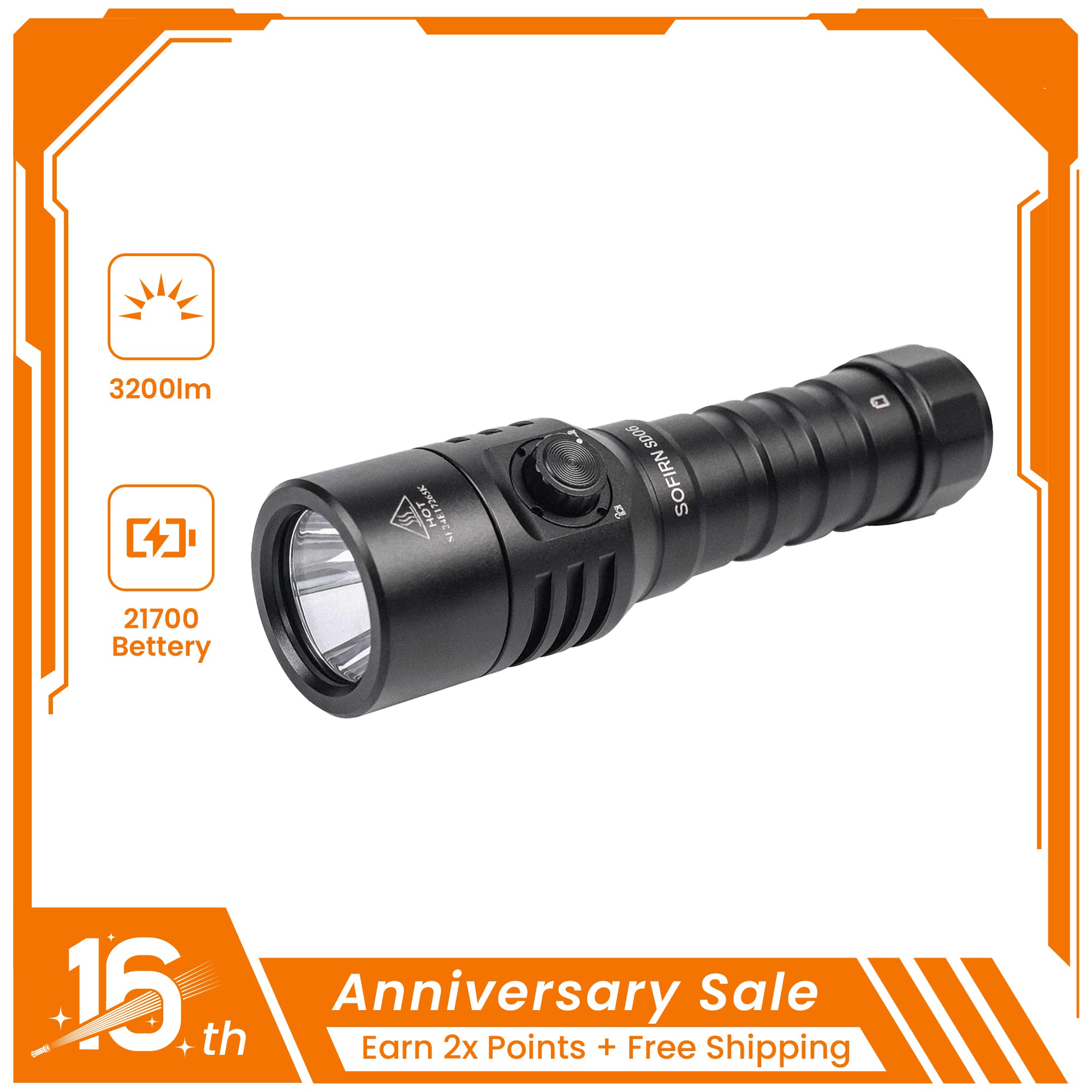 Sofirn SD06 3200 Lumens Diving Flashlight with SFT70 LED Scuba Torch