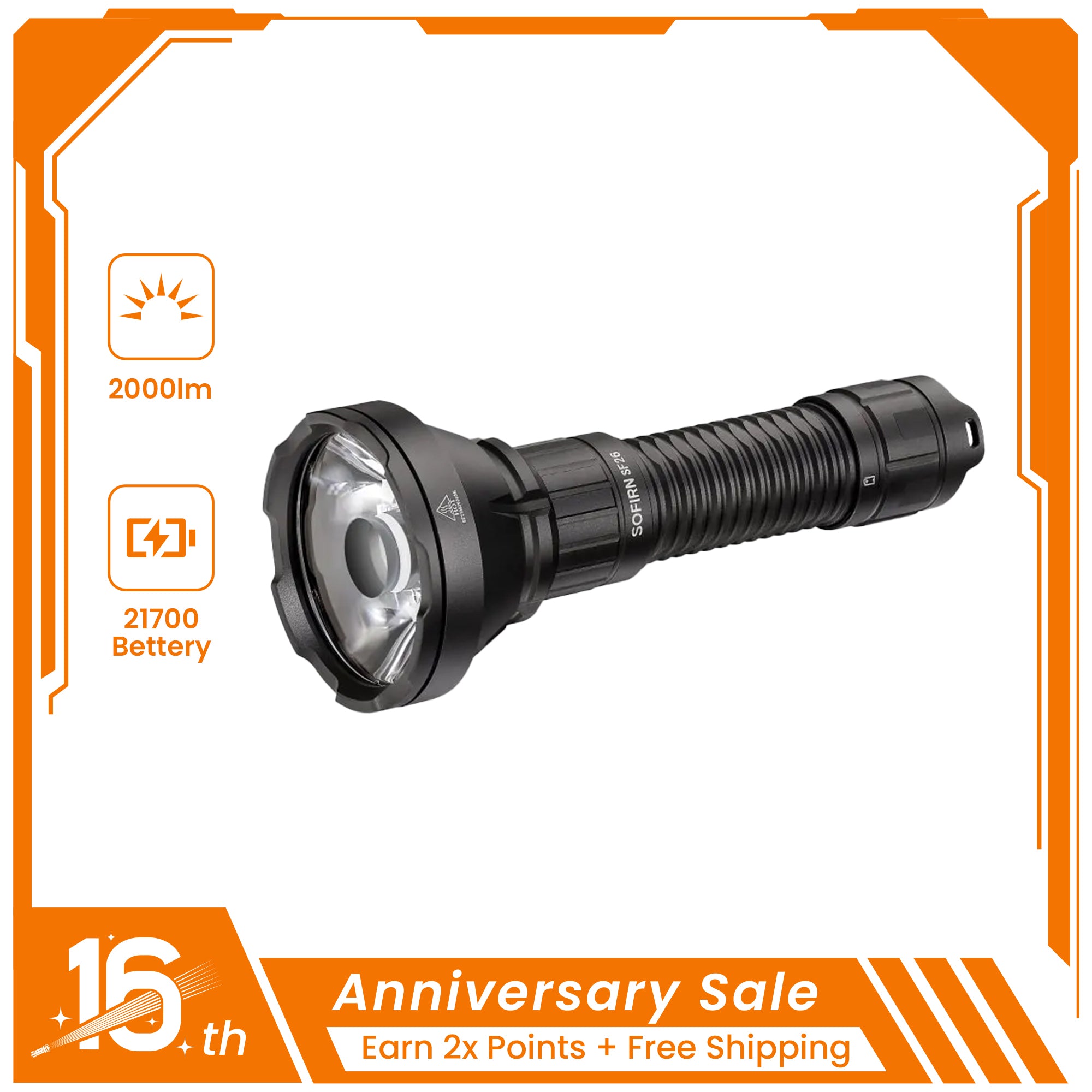 SOFIRN SF26 Rechargeable EDC Flashlight with Tail Switch