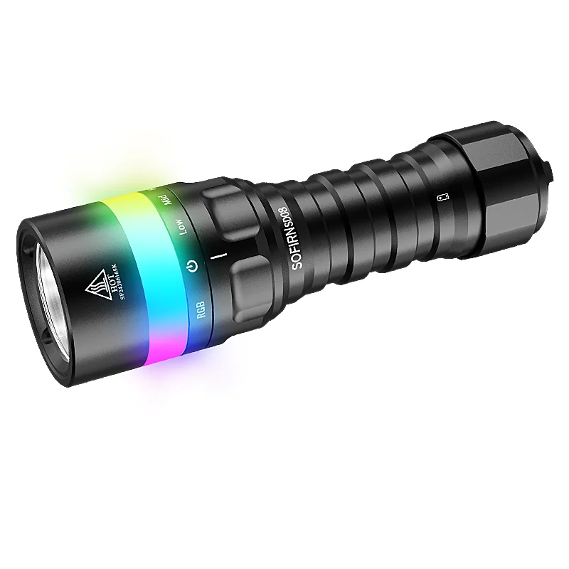 Sofirn SD08 Scuba Diving Flashlight 3200 Lumen with 360-Degree Battery Indicator & Colorful Light Positioning