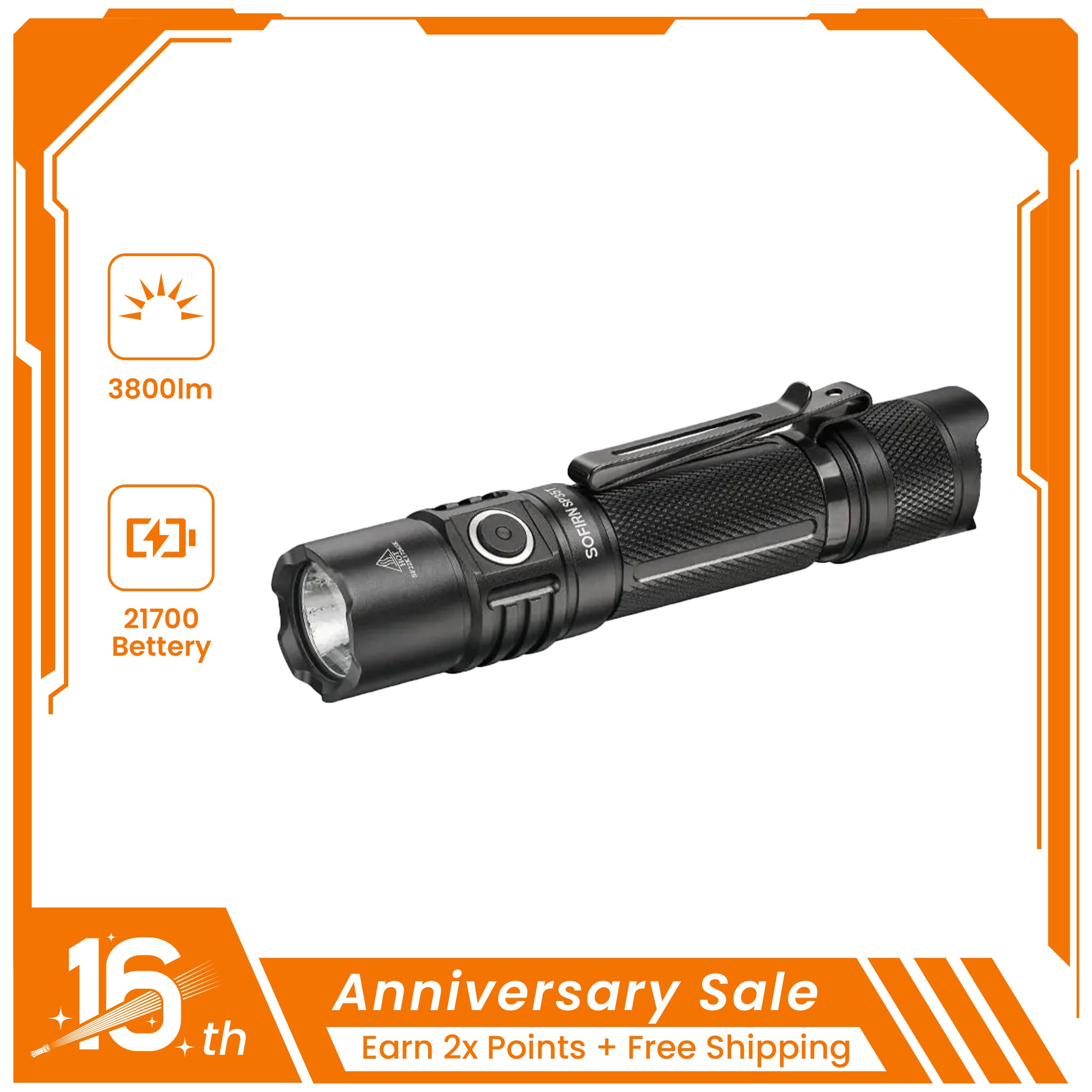 SOFIRN SP35T Rechargeable Tactical Flashlight