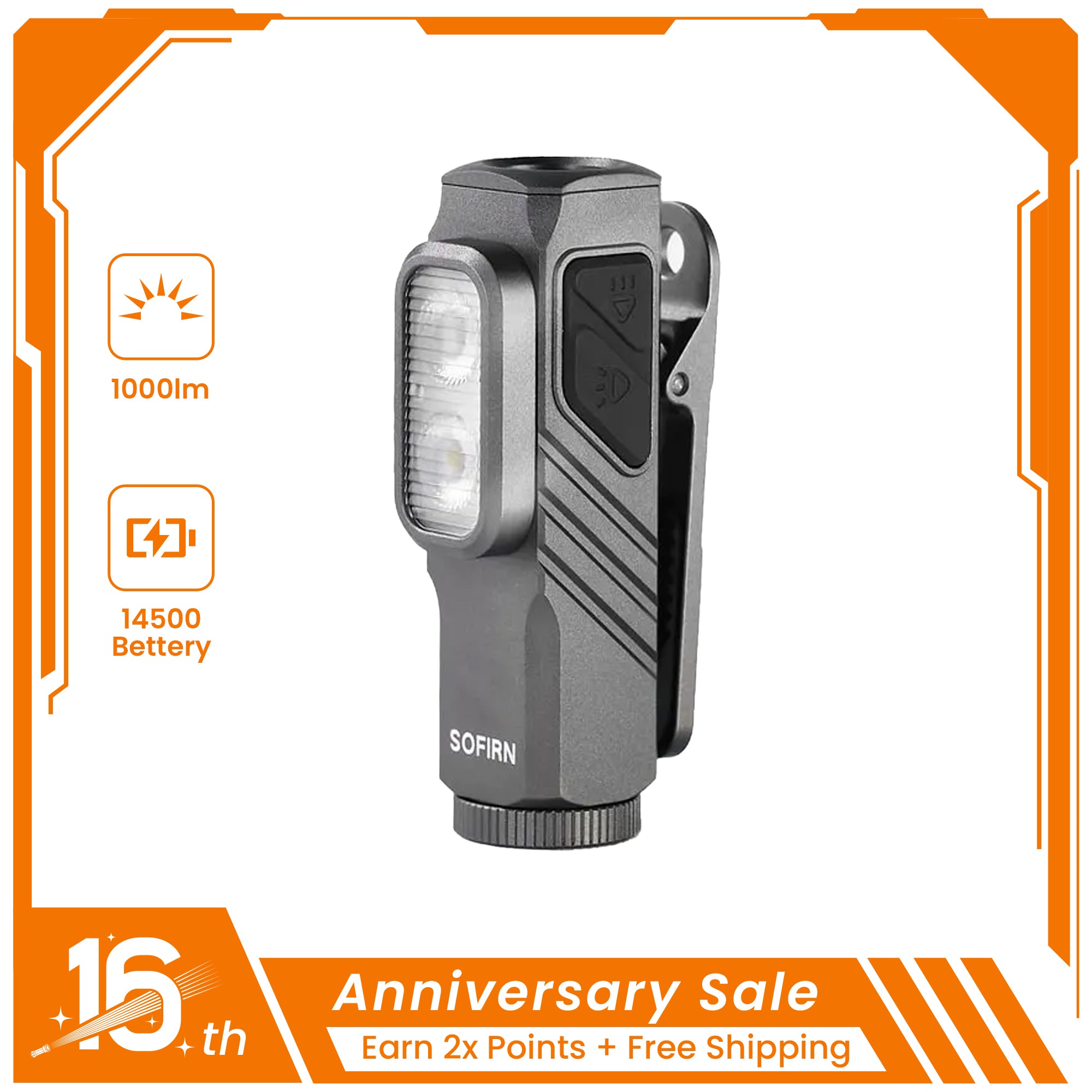 SOFIRN ST10 A Detachable 3-Beam-in-1 Flashlight with 100lm Instant-on Side Red Light