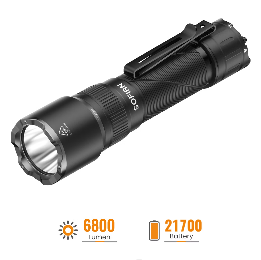 SOFIRN SK31 6800-Lumen Type-C Rechargeable Flashlight Featuring Tactical & Outdoor Modes