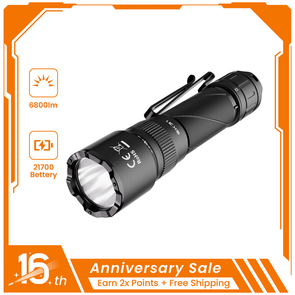 SOFIRN SK31 6800-Lumen Type-C Rechargeable Flashlight Featuring Tactical & Outdoor Modes